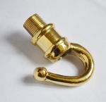 Brass Hook in Polished Brass 1/2" Male Thread Drilled for Cable (404)